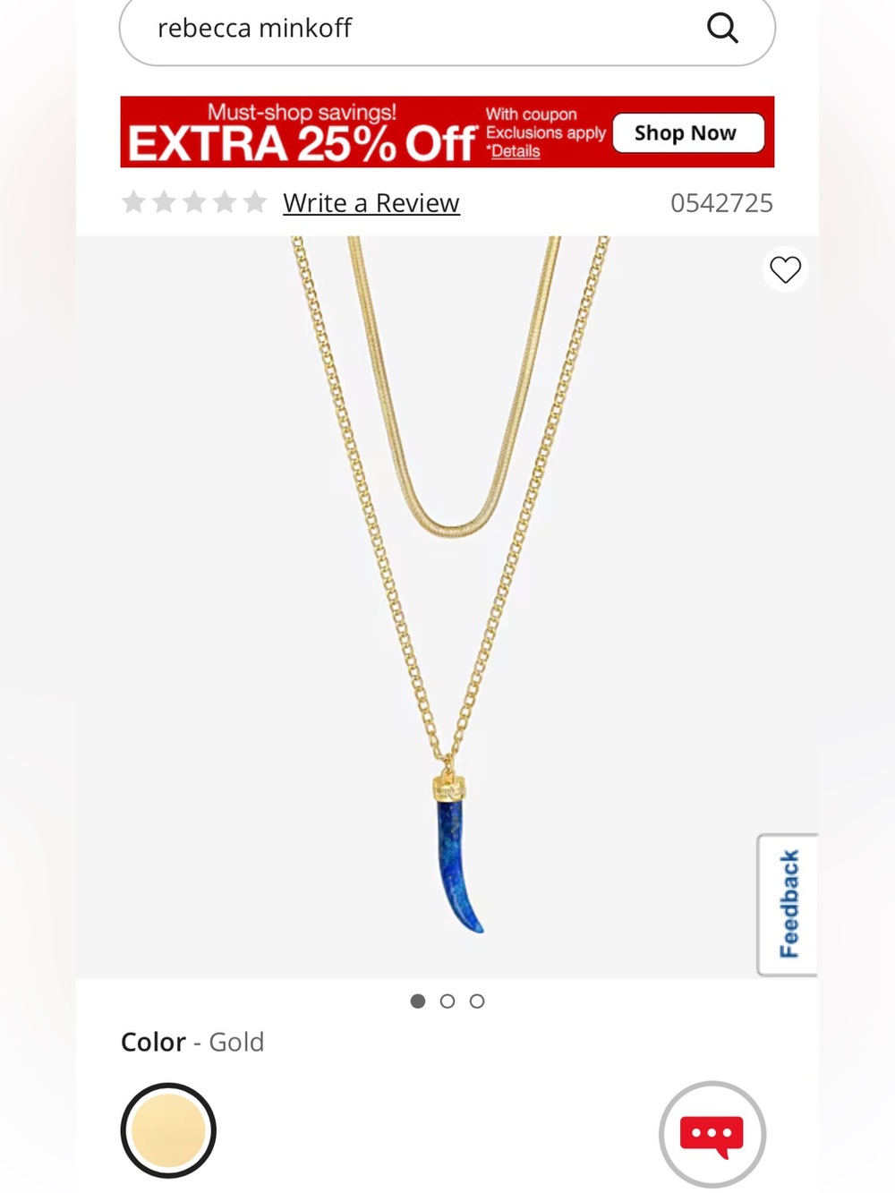 Rebecca Minkoff Gold Layered Necklace